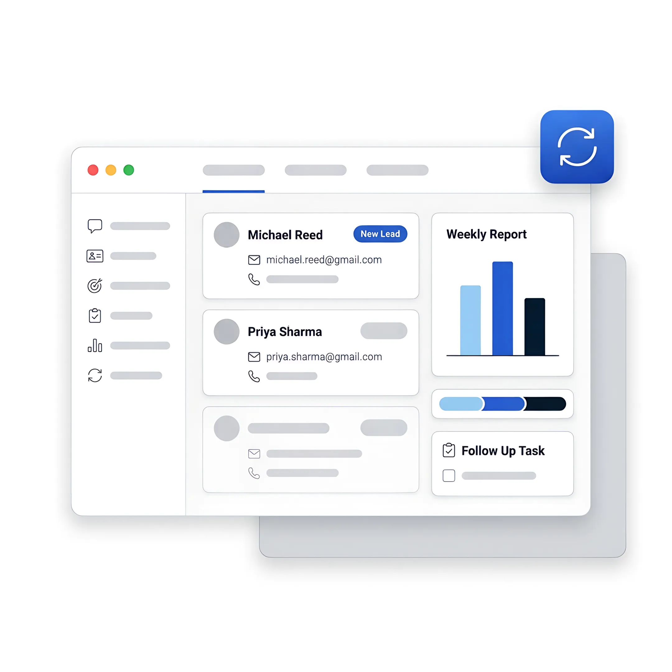 CRM dashboard showing training company leads and customer workflows