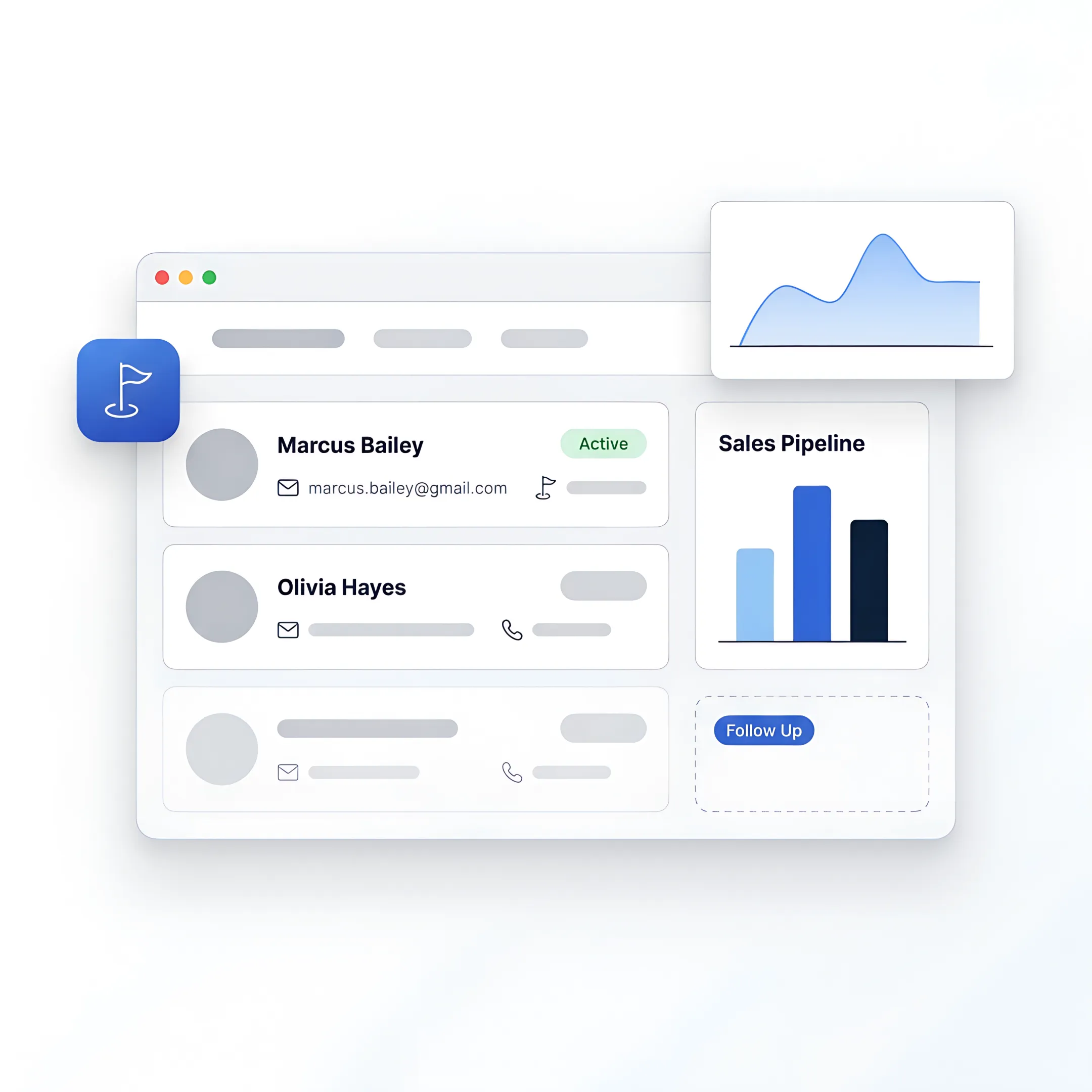 CRM dashboard for a golf organization