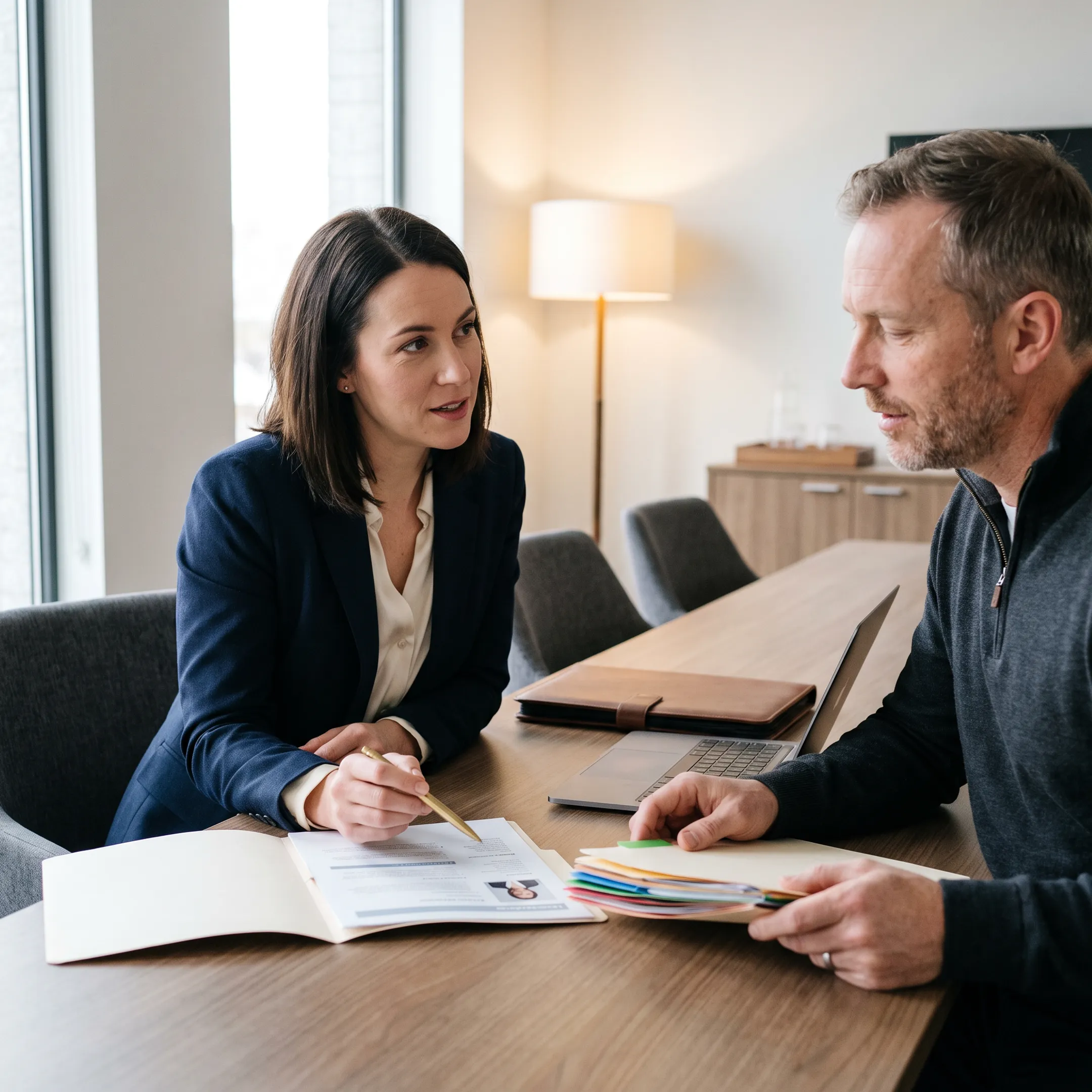 Recruitment professionals reviewing HVAC industry candidates with an employer