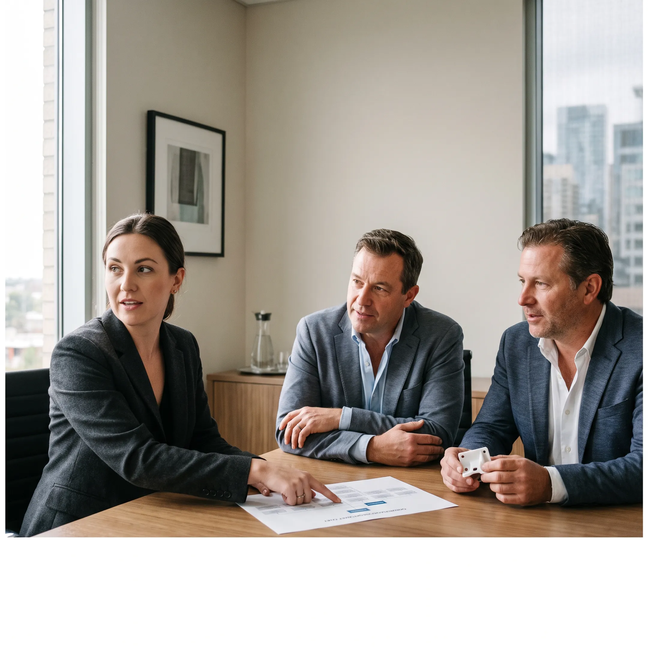 Recruitment consultant discussing executive candidate strategy with plastics industry employer
