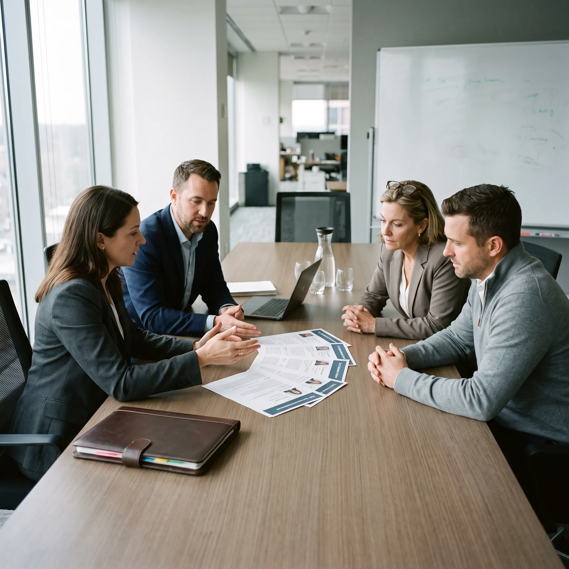 Hiring leaders discussing an IoT hardware recruitment strategy