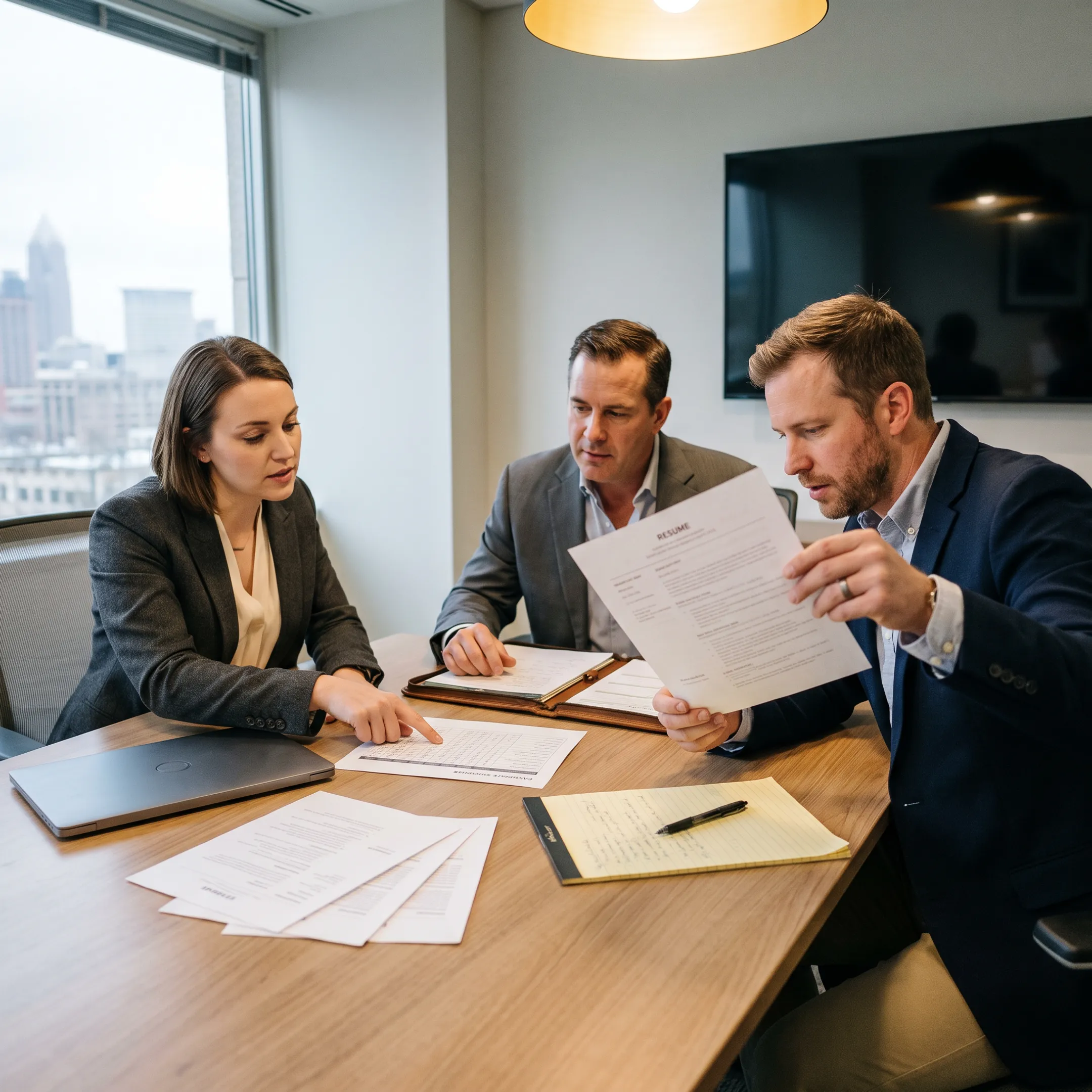 Recruitment consultants reviewing marketing candidates with Cleveland employers