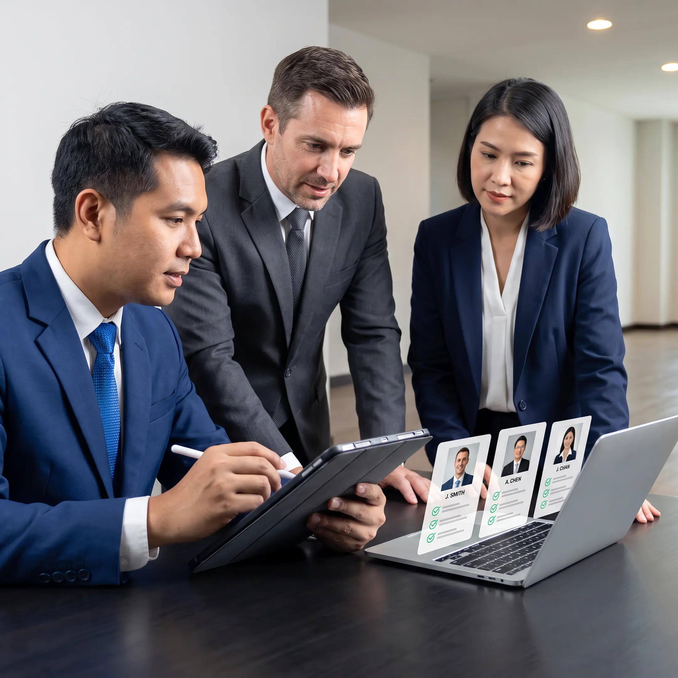 Recruiter discussing a chief of staff candidate profile with a growth company executive team