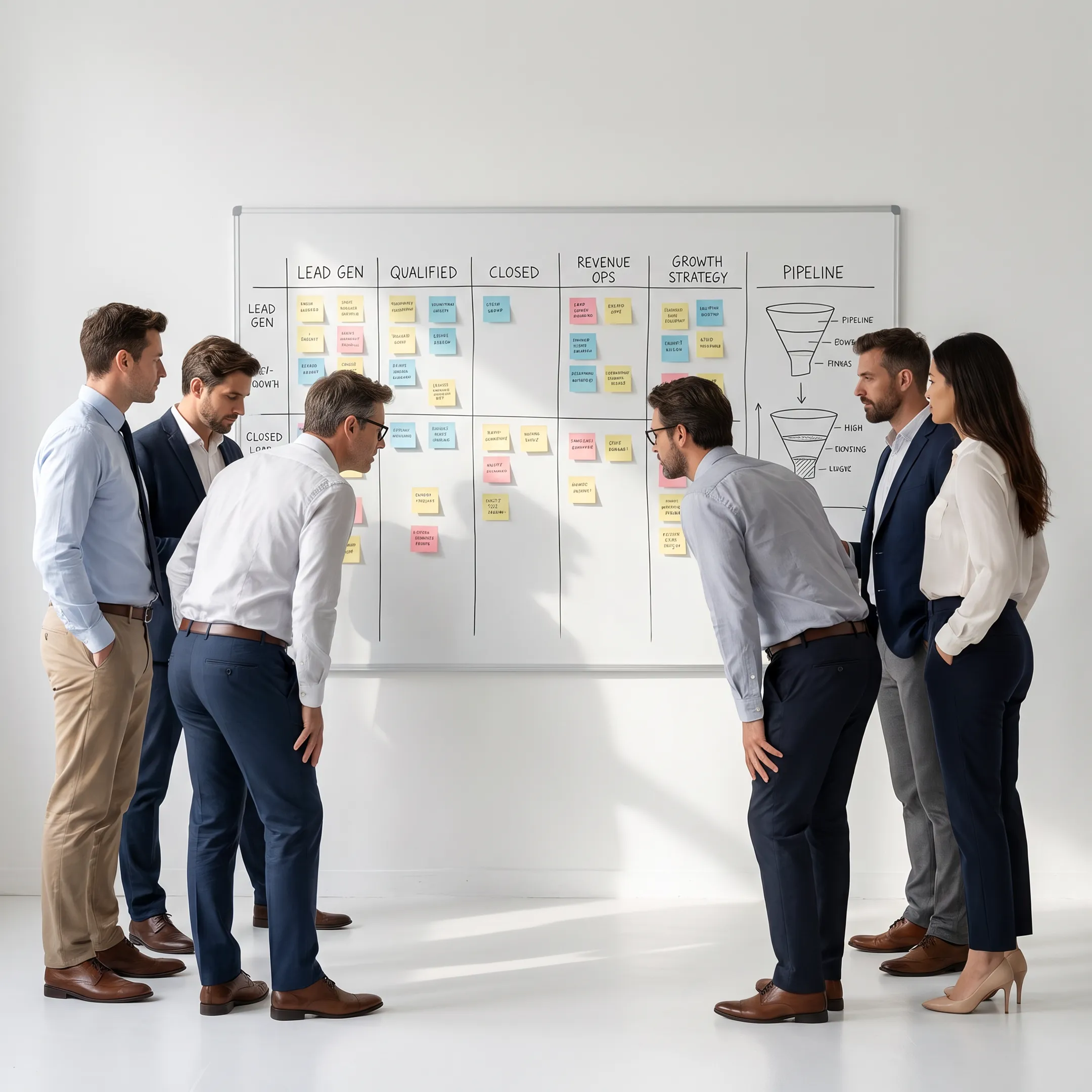 Consultants mapping revenue operations strategy with a US commercial leadership team