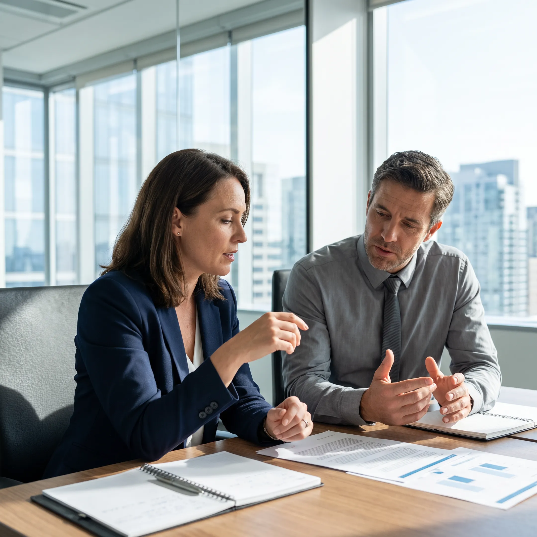 Employer and recruiter discussing executive hiring strategy