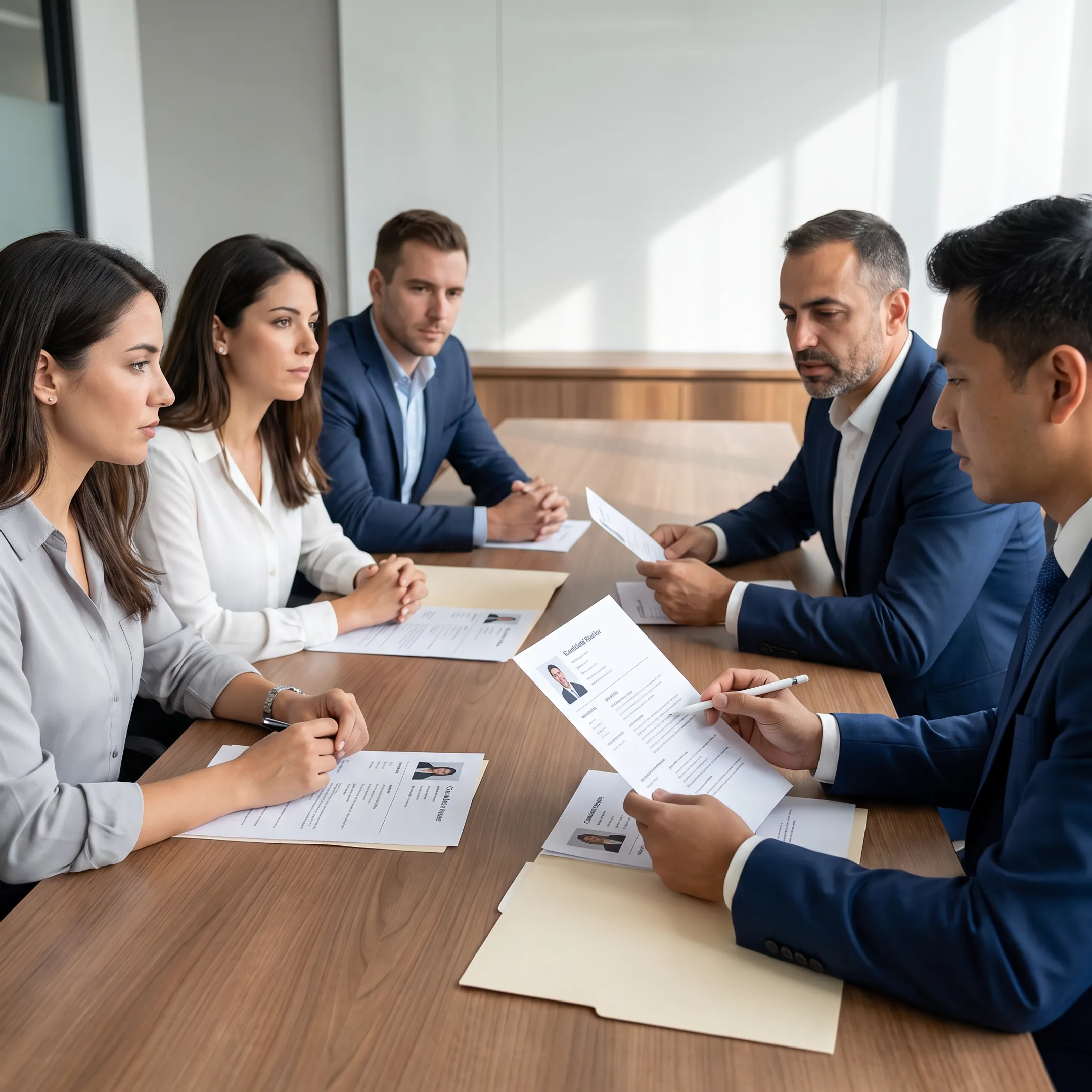 Recruitment consultants reviewing candidate profiles with Israeli startup leaders during a U.S. hiring discussion