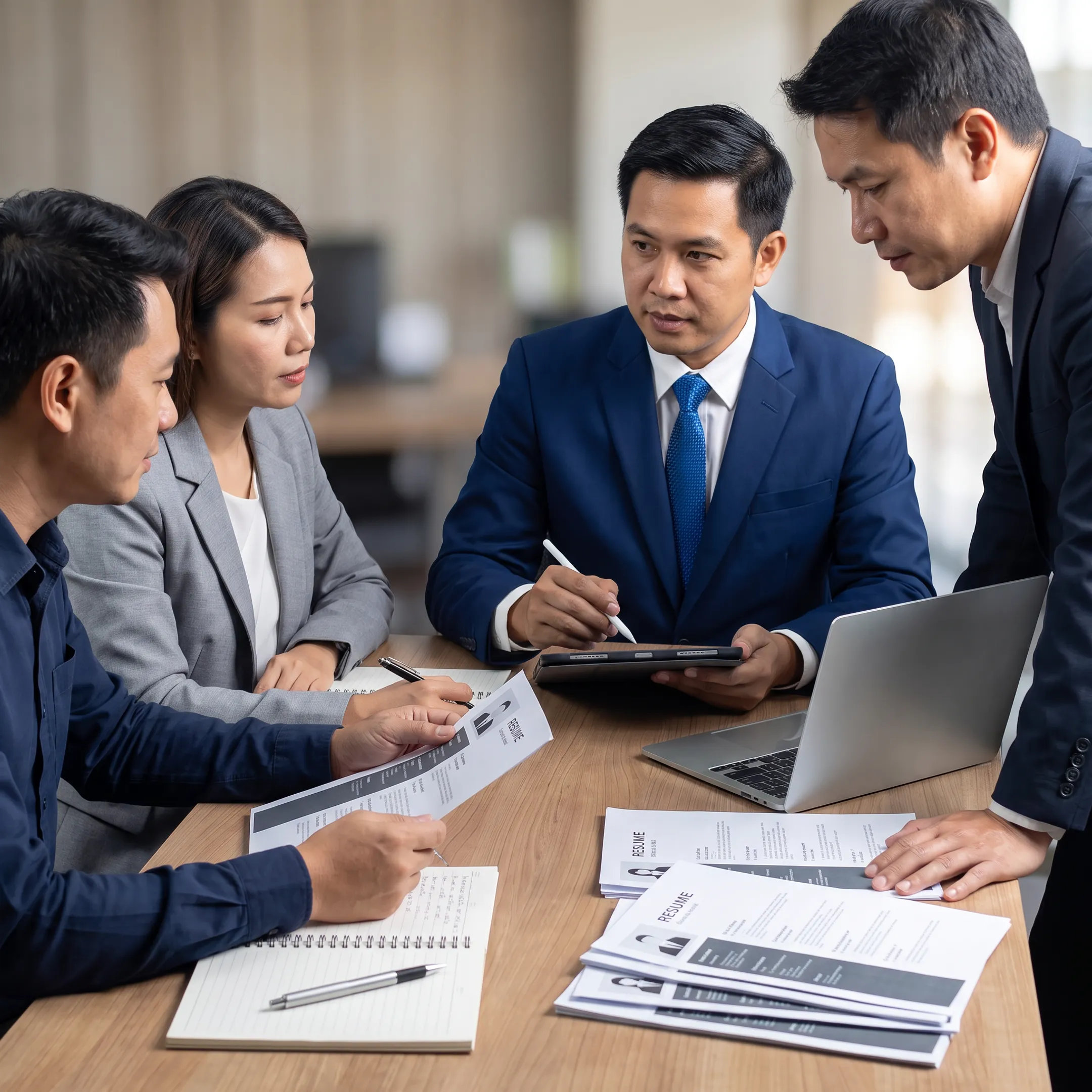 Recruitment advisors evaluating commercial leadership candidates for a technology company