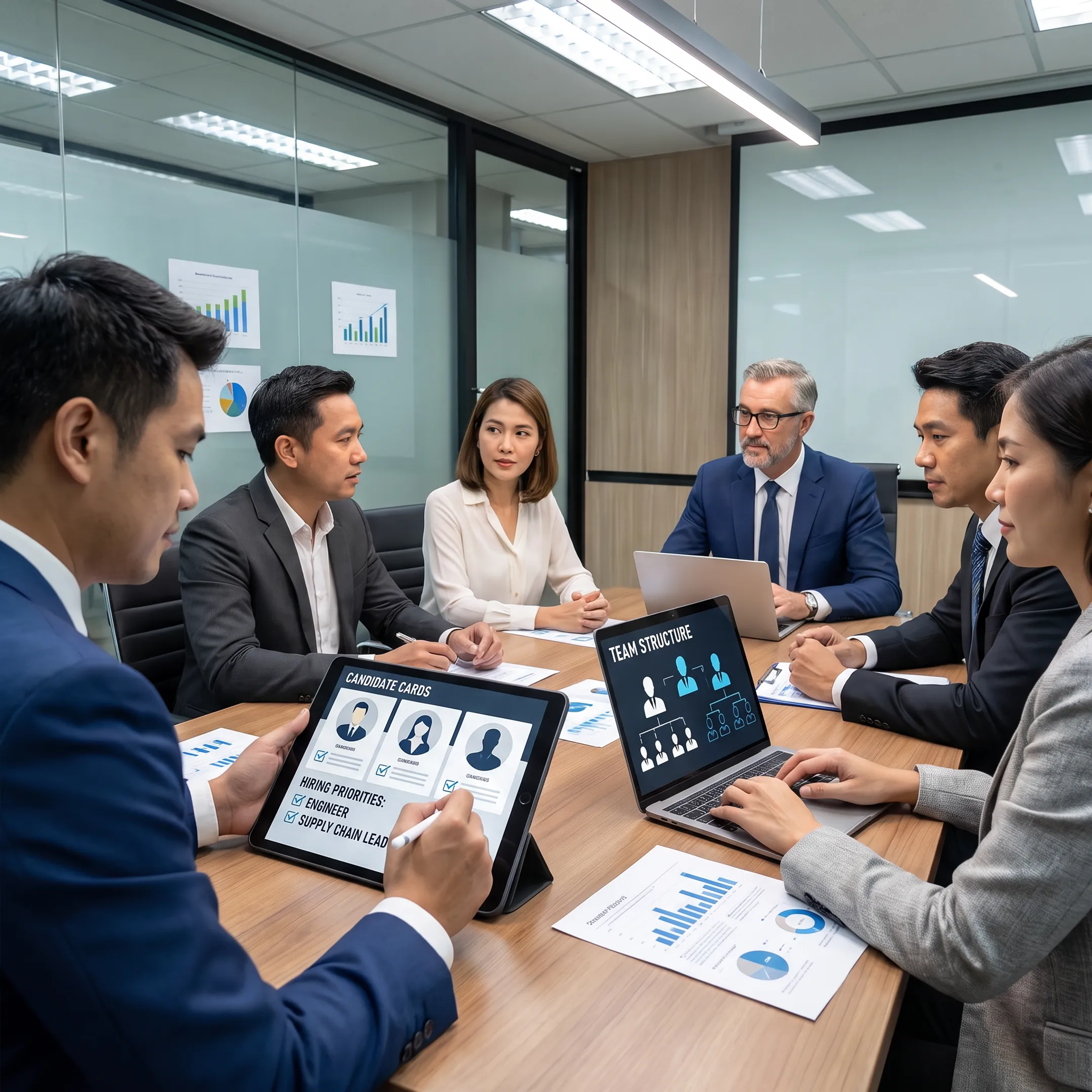 Hiring leaders discussing automotive manufacturing recruitment strategy