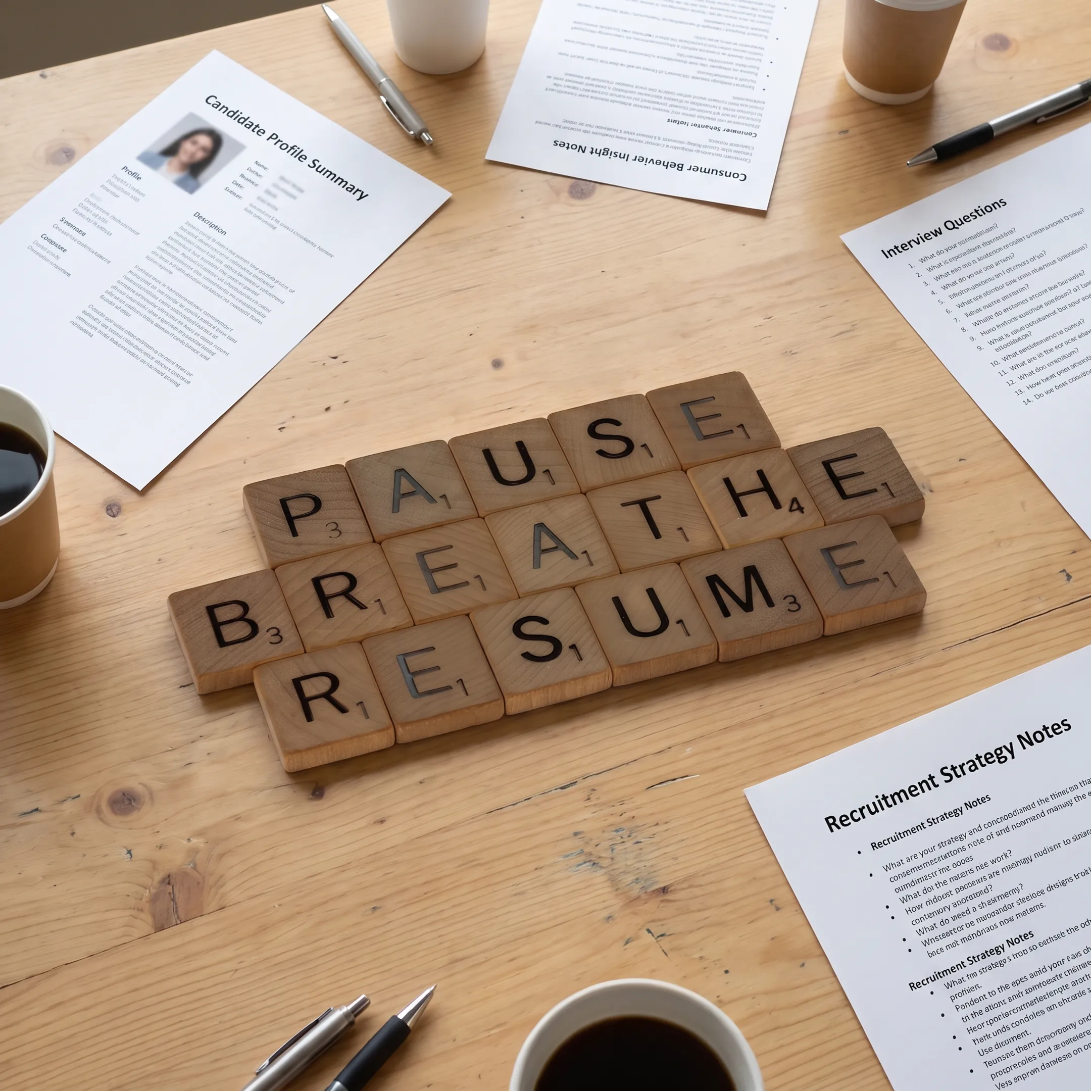 Hiring team discussing a market research candidate profile