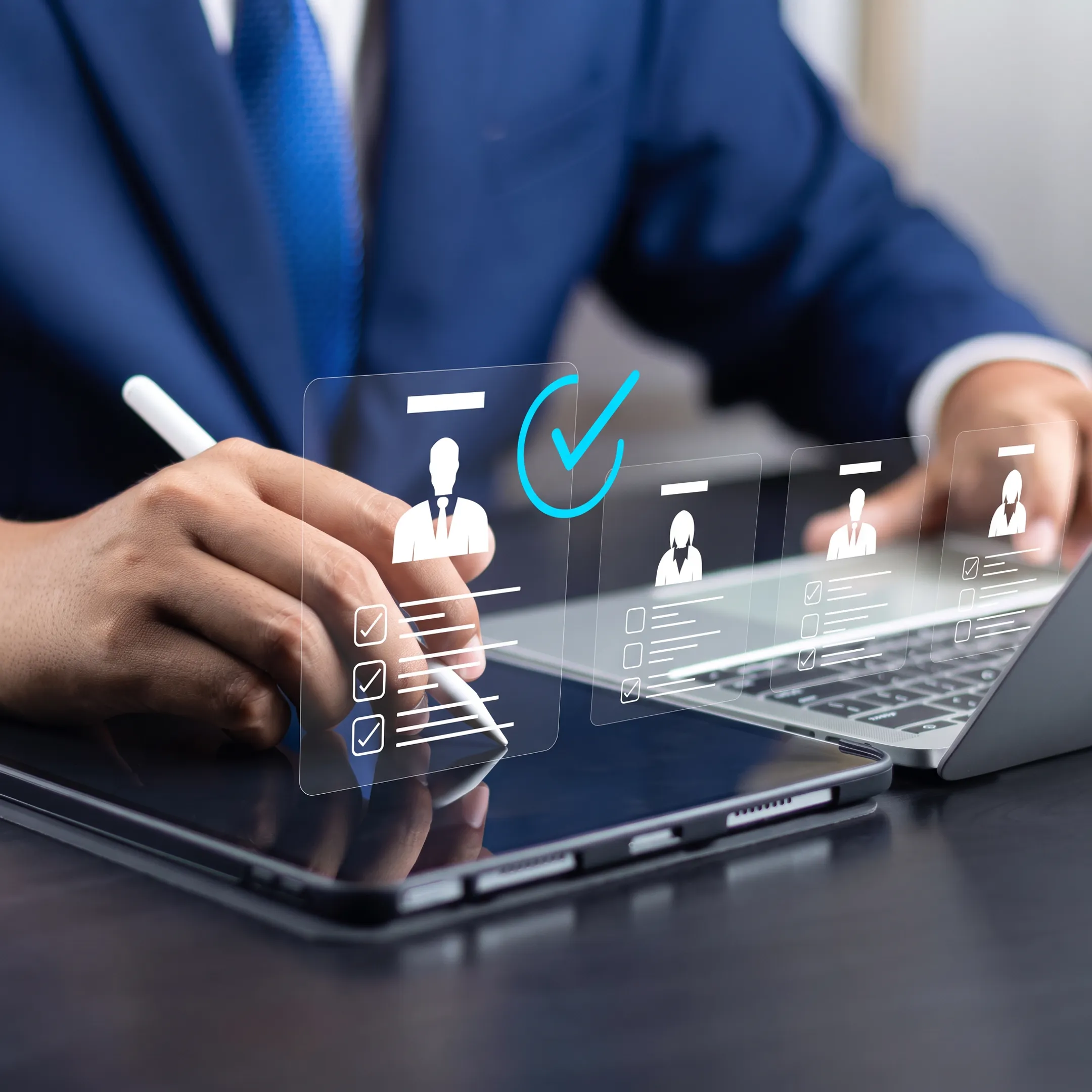 Executive recruiters evaluating leadership candidates with business clients