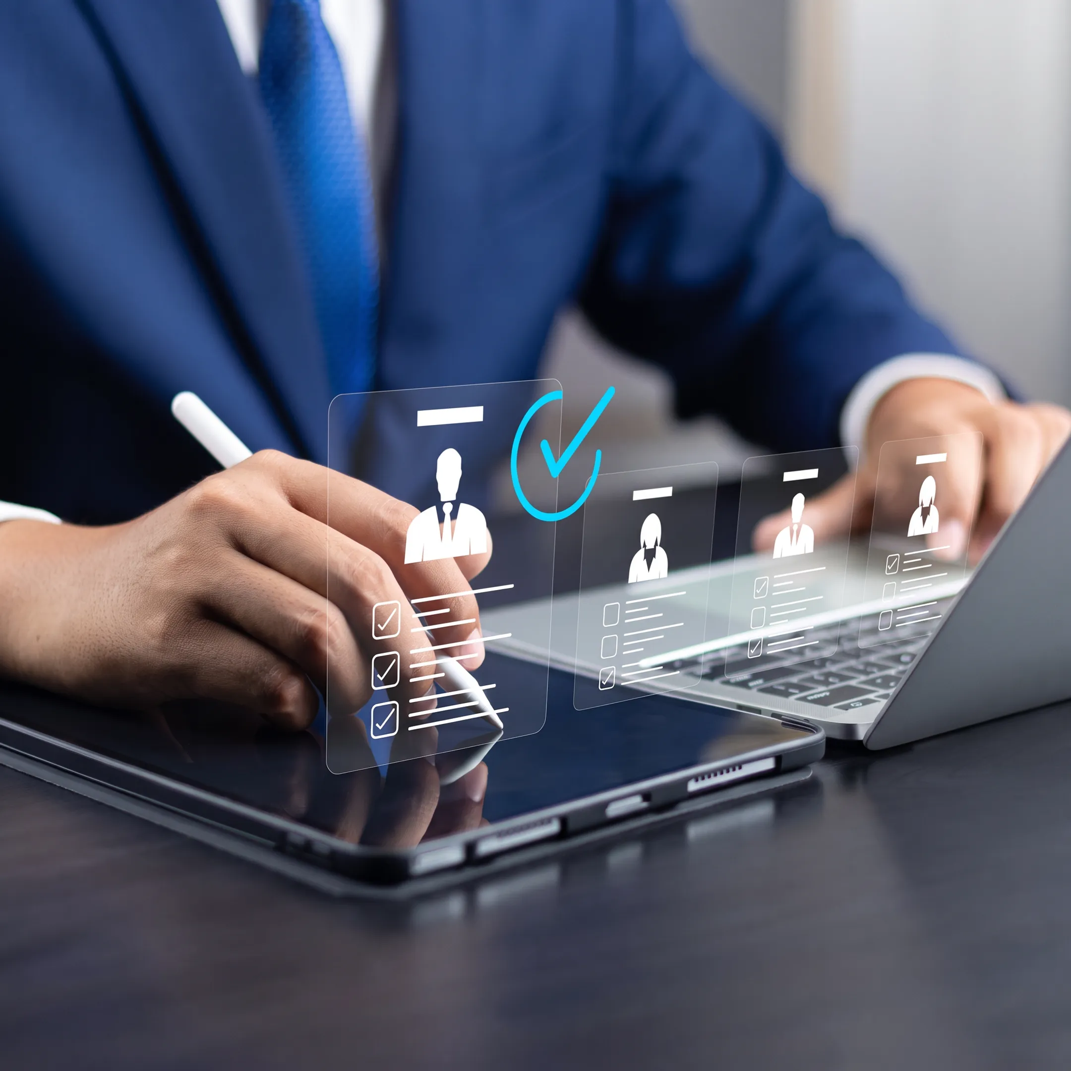 Recruitment consultant presenting executive candidate profiles to employers
