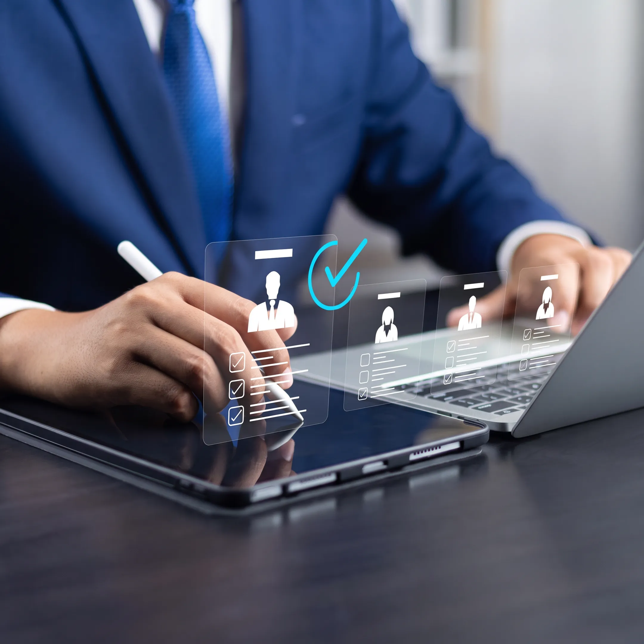 Recruitment consultant presenting executive candidate profiles to employers