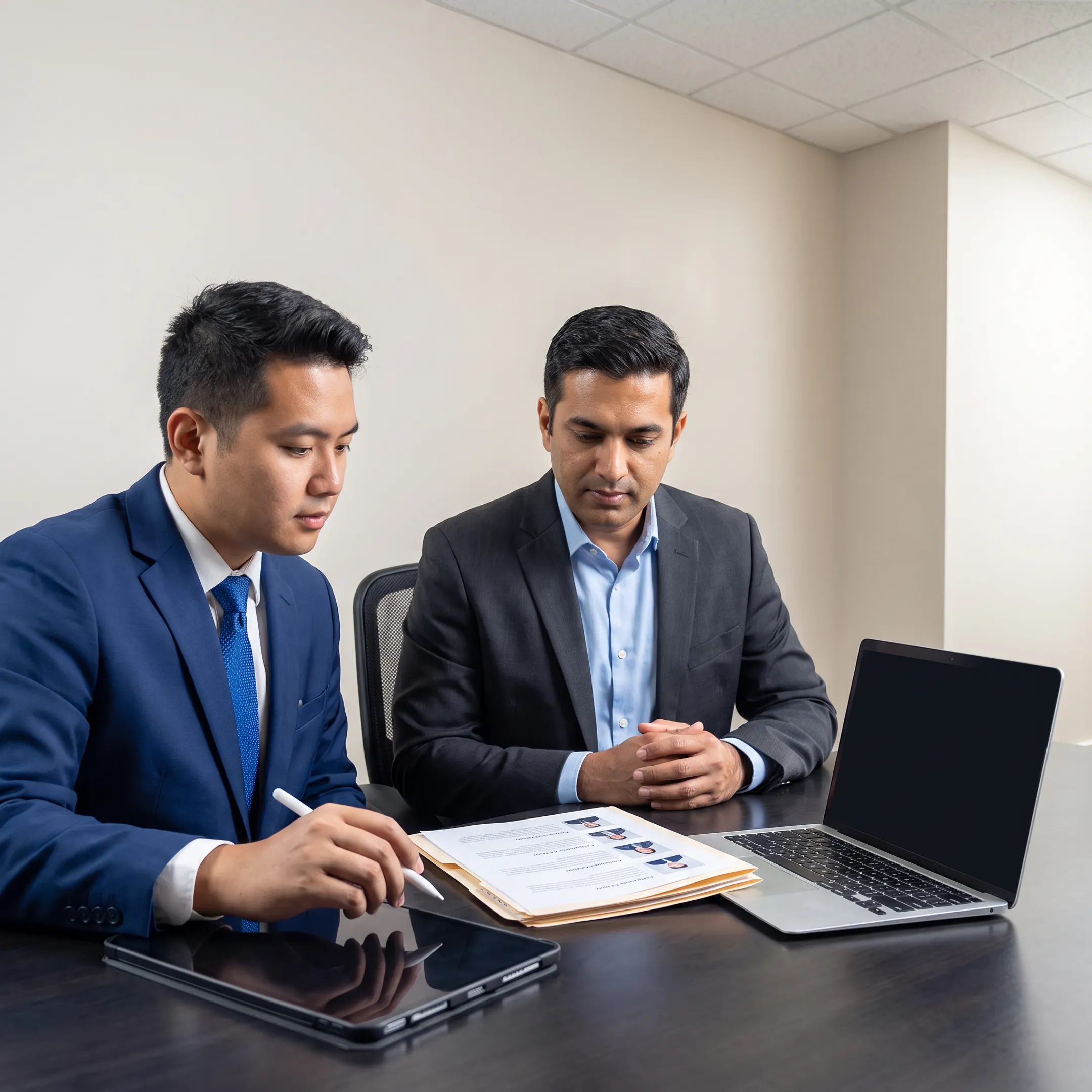 Executive search consultant discussing leadership candidates with New Jersey business leaders