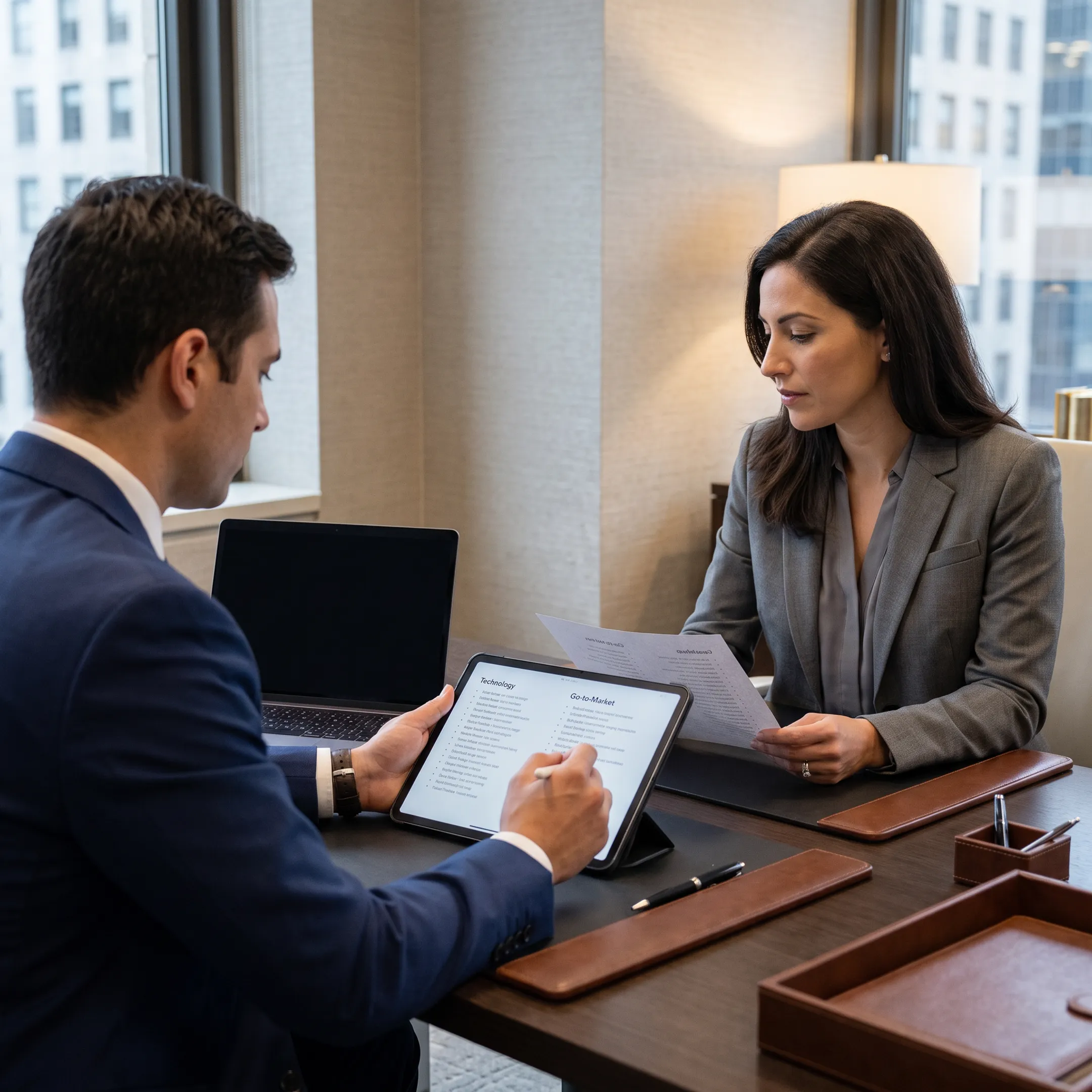 Recruitment consultant presenting qualified technology candidates to an NYC employer