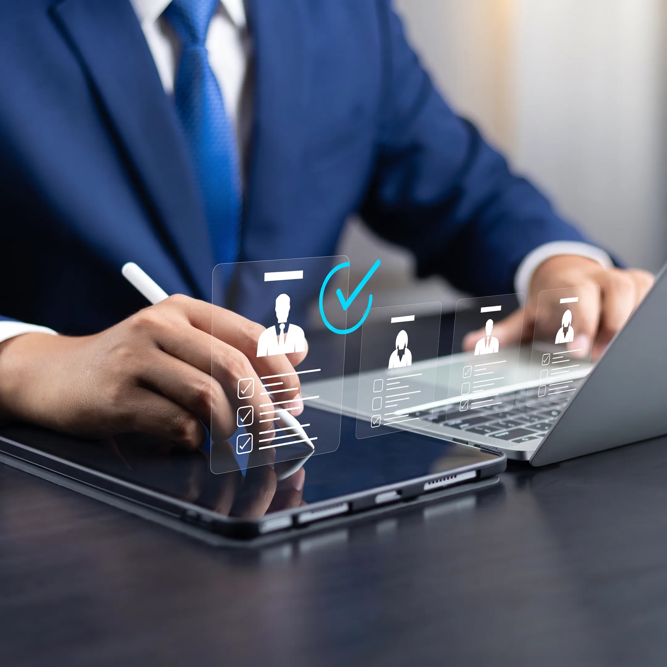 Employer and recruiter reviewing an executive candidate shortlist