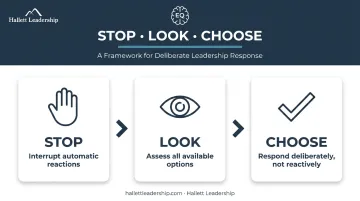 STOP-LOOK-CHOOSE emotional intelligence coaching framework three-step process diagram