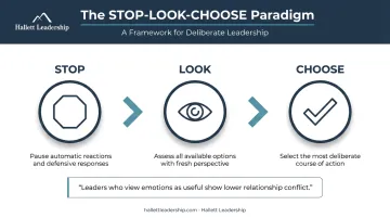 STOP-LOOK-CHOOSE emotional regulation framework three-step leadership decision process