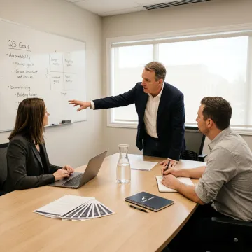 Leadership coaching session with business professionals