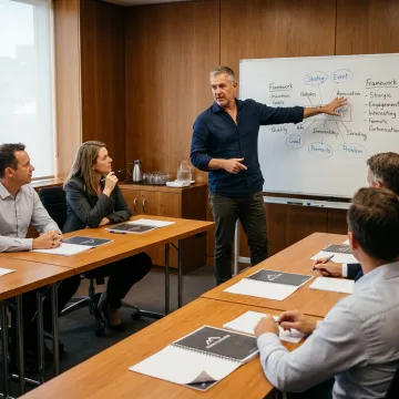 Facilitator leading leadership development process