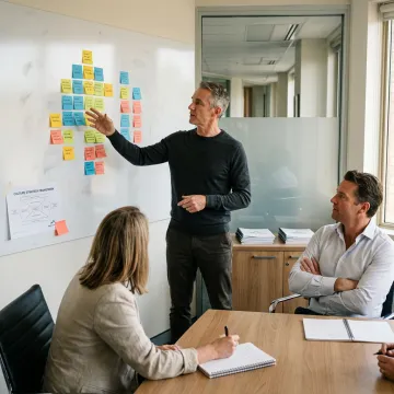 Executives collaborating during a leadership strategy session