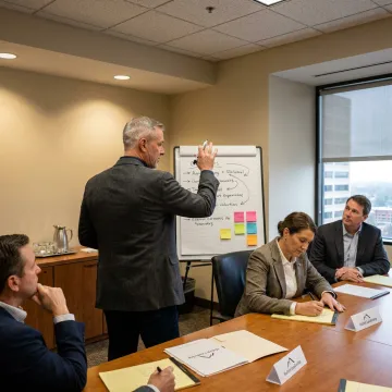 Leadership facilitator guiding a team workshop process