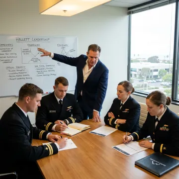 Leadership coach guiding Navy leaders through a development process