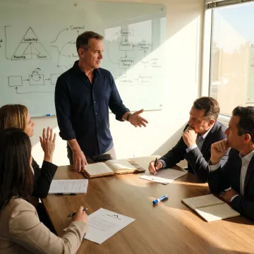 Executive coach guiding leadership development process
