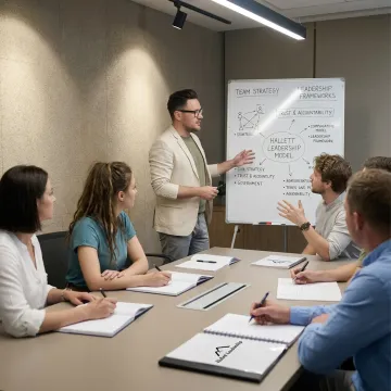 Emerging leaders collaborating in a leadership workshop