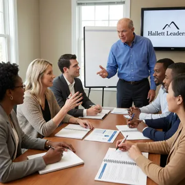 Nonprofit leaders collaborating in a leadership development session