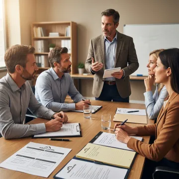 Leadership coach guiding business team