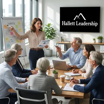 Leadership facilitator guiding corporate training session