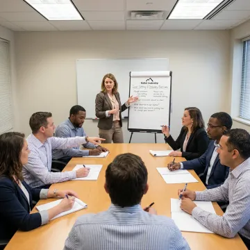 Leadership coach guiding managers through a development process