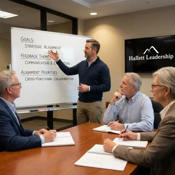 Leadership coach guiding executives through a training process