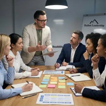 Executive coach guiding leaders through a development process