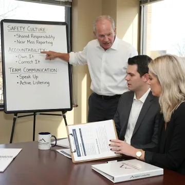 Managers in a safety leadership training workshop