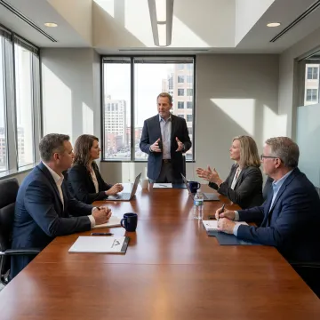 Leadership coaching session with business executives
