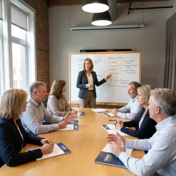 Facilitator leading a leadership communication exercise
