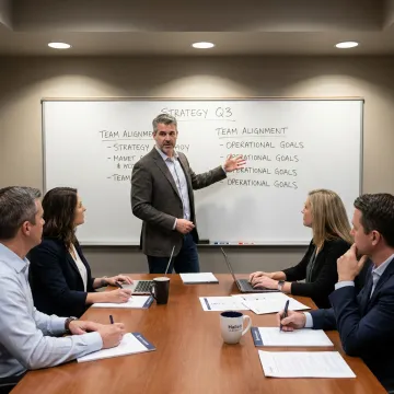 Executive coach guiding leadership development session