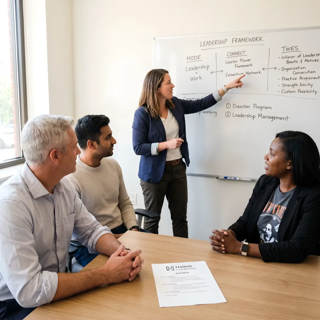 Leadership coach guiding a sales team strategy session
