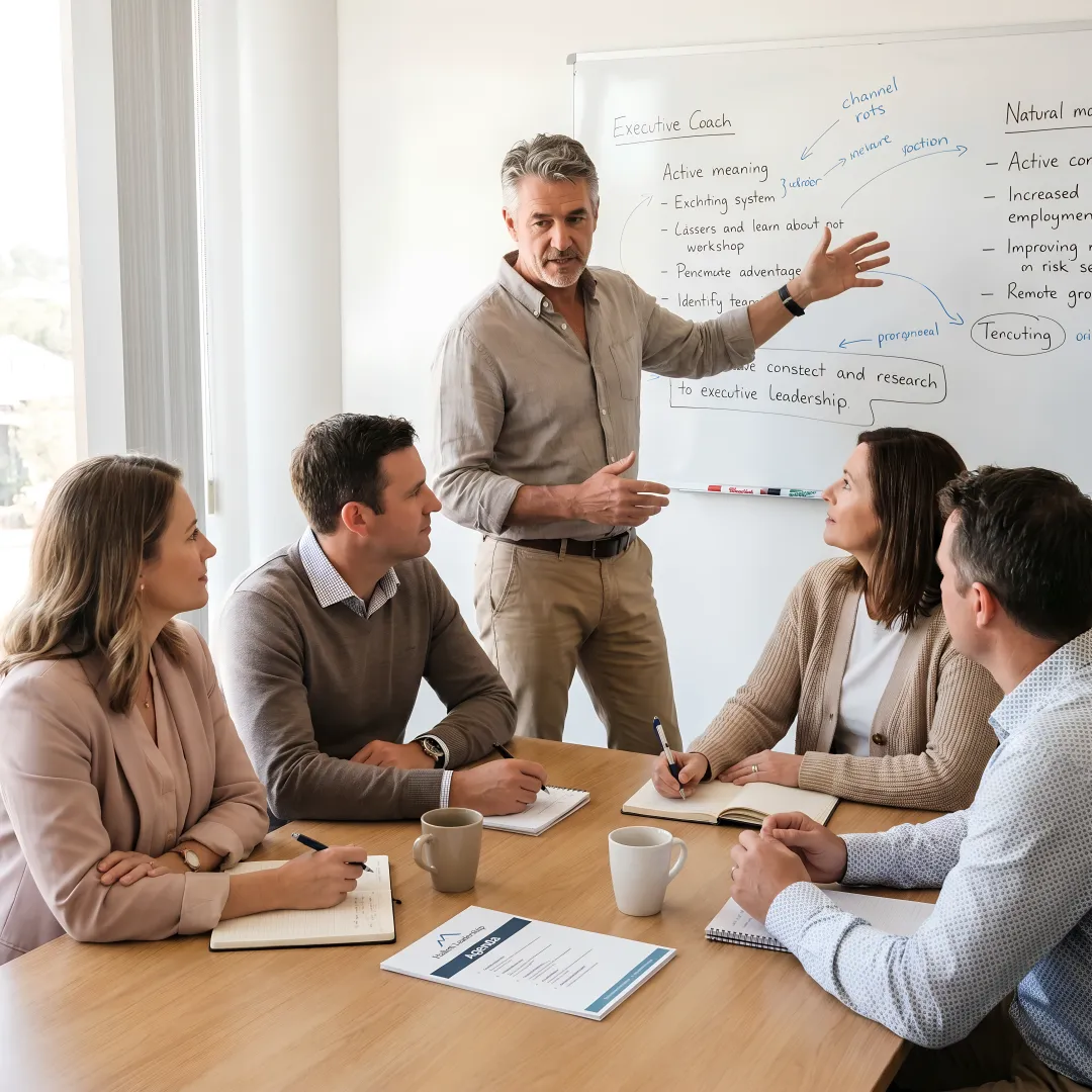Executive coach guiding leadership development process