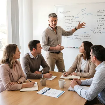 Executive coach guiding leadership development process