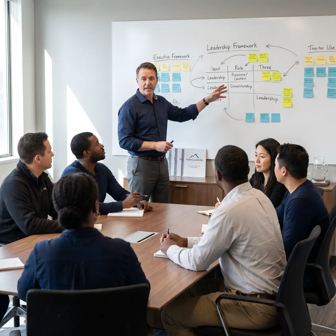 Facilitator guiding leadership development process