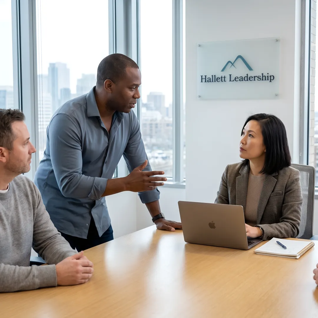 Executive coaching session with CEO in New Jersey office