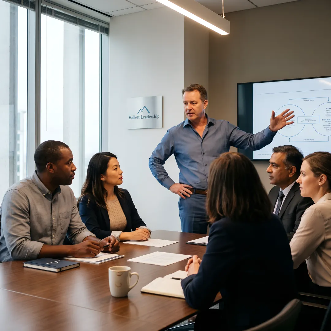 Leadership coach guiding private equity executives