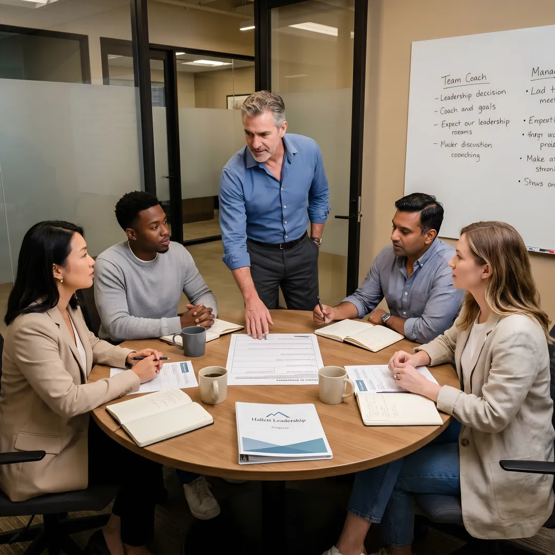Leadership coach guiding emerging managers
