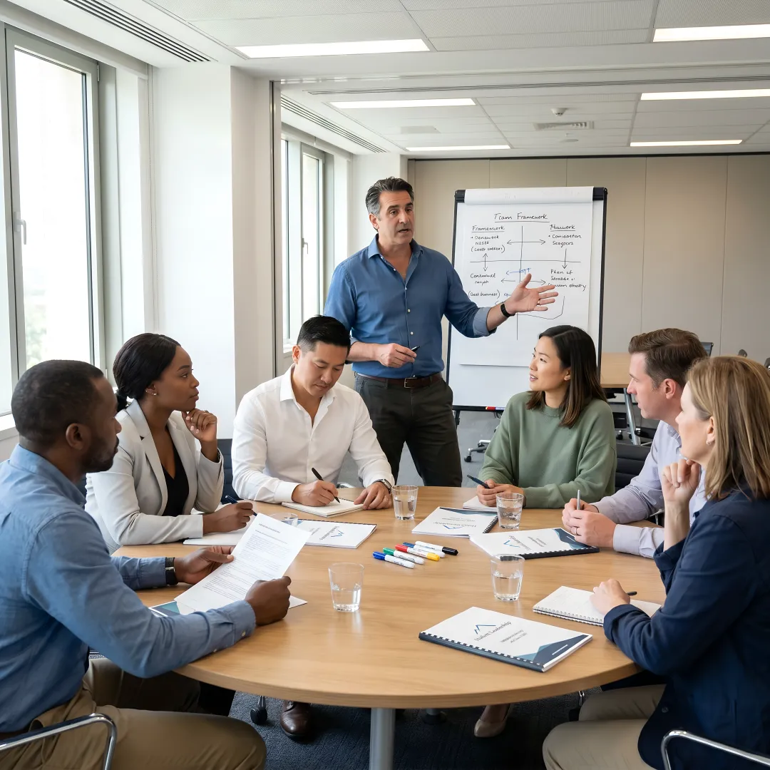 Leadership coach facilitating a financial firm workshop
