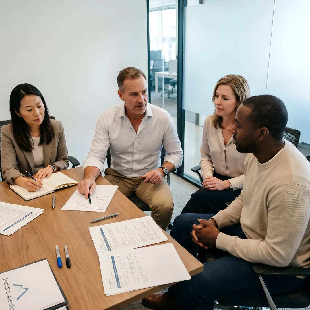 Leadership coach guiding executive behavioral change session