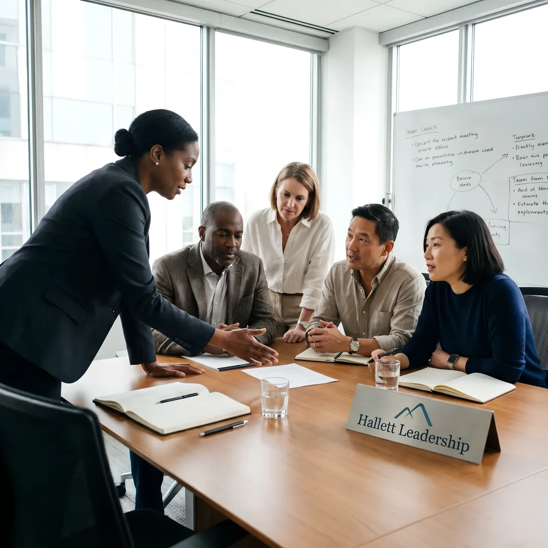 Leadership coaching session with executives