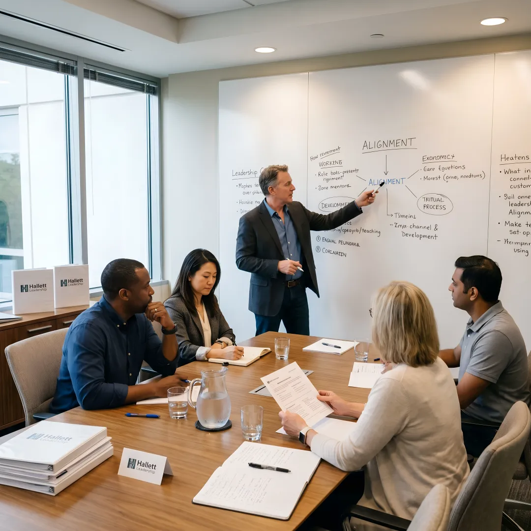 Leadership coach guiding executive team process