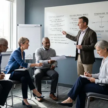 High-potential professionals in a leadership development session